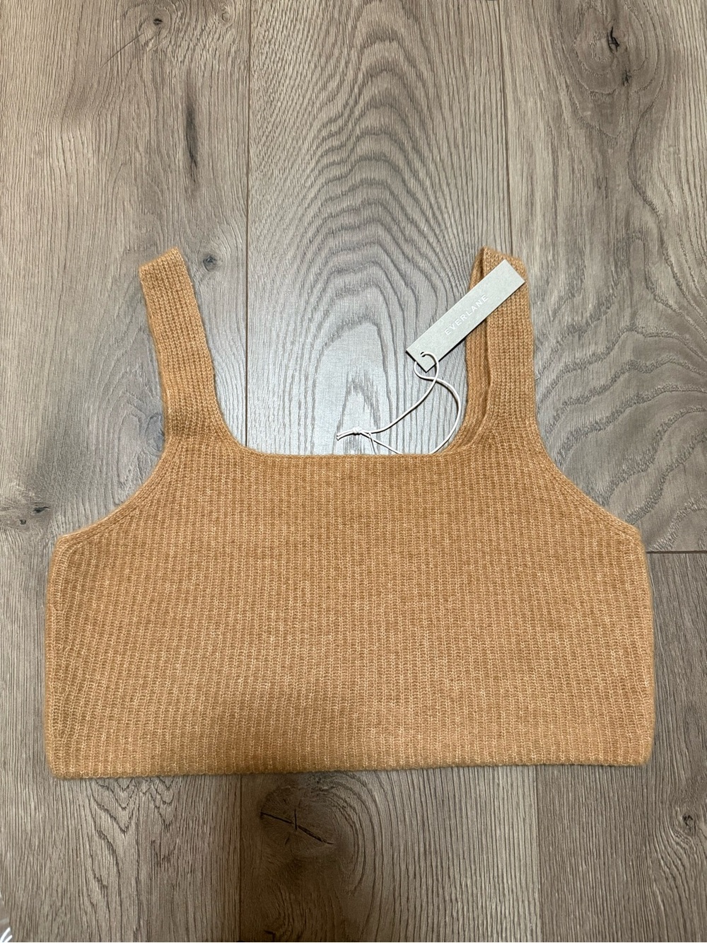 Everlane Wool Yak Blend Cropped Sweater Tank Tan Size L NWT Large